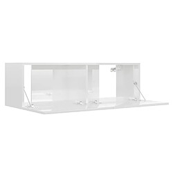 Maison Chic Meuble TV scandinave - Banc TV pour salon Blanc brillant 100x30x30 cm Aggloméré -MN45605 pas cher