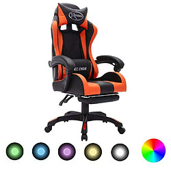 Maison Chic Fauteuil de jeux vidéo avec LED,Fauteuil Gamer du Bureau RVB Orange et noir Similicuir -MN44132