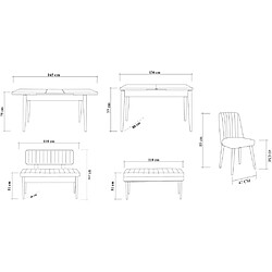 Avis Hanah Home Ensemble repas table chaises et banc Vina noyer et anthracite.