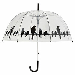 Esschert Design Parapluie transparent noir Oiseaux sur un fil.