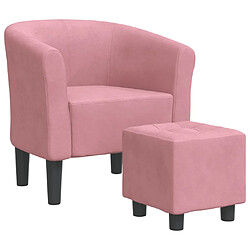 Maison Chic Fauteuil cabriolet et repose-pieds,Fauteuil luxe pour relax rose velours -MN74642