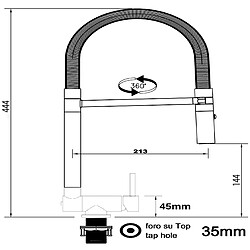 VIZIO Robinet de cuisine noir mat rabattable sous fenêtre 45mm, douche 2jets détachable