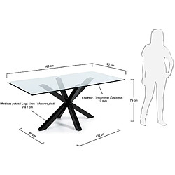 Acheter LF SALON Table de salle à manger Arya table verre/noir 160 x 90 cm