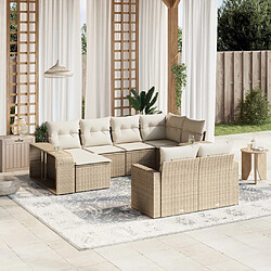 Maison Chic Salon de jardin avec coussins 10 pcs, Ensemble Tables et chaises de jardin, beige résine tressée -GKD801374