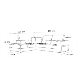 Acheter Courtois Laville Canapé d'angle gauche Bergo 5 places en tissu vert avec coussins déco