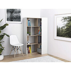 Vente-Unique Bibliothèque d'angle modulable - 8 à 12 niches - Naturel et Blanc - DARLENA