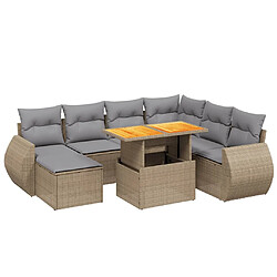 vidaXL Salon de jardin avec coussins 8 pcs beige résine tressée