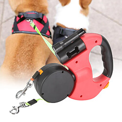 Universal Traction à deux têtes pour animaux domestiques 360 degrés corde de traction rétractable automatique nylon autofermé chaîne de marche extérieure pour chiens | traction (rouge) pas cher