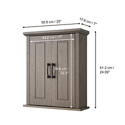 Acheter Teamson Home Russell Armoire à pharmacie murale en bois pour salle de bain 17,8 cm x 50,8 cm 61,2 cm Portes doubles Chêne salé EHF-F0014