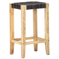 vidaXL Tabourets de bar lot de 2 noir cuir véritable 75 cm