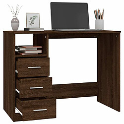 Maison Chic Bureau solide,Table de travail,Bureau d'ordinateur avec tiroirs Chêne marron 102x50x76 cm Bois d'ingénierie -GKD11215 pas cher