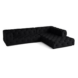 Lisa Design Gallata - canapé Chesterfield d'angle droit - 5 places - en velours Gallata - canapé Chesterfield d'angle droit - 5 places - en velours - Noir