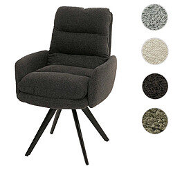 Mendler Chaise de salle à manger HWC-G66, chaise de cuisine pivotante Auto-Position Tissu/Textile Bouclé MVG ~ gris foncé, avec accoudoirs 