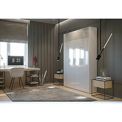 Inside 75 Armoire lit escamotable DYNAMO structure blanc mat façade blanc brillant 140*200 cm