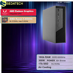 Sedatech Mini-PC Pro ITX • AMD Ryzen 5 8500G • Radeon Vega • 16Go DDR5 • 1To SSD M.2 • DVD-RW • sans OS