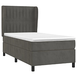 Avis Maison Chic Lit Adulte - Lit simple Lit à sommier tapissier et matelas moelleux - Meuble de Chambre - Gris foncé 80x200 cm Velours -MN73501