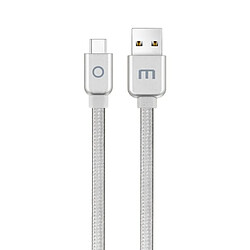 Wewoo Câble USB 1.2m 2A Noodle Weave Style Câble en métal USB-C / Type-C vers USB 2.0 de charge de synchronisation de données argent