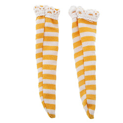 Avis 1/6 Stripe Jaune Bas Chaussettes Pour BJD Blythe Poupées Vêtements Accessoires