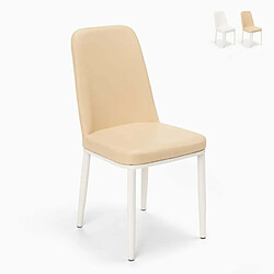 Ahd Amazing Home Design Chaises design en simili cuir et métal pour cuisine bar restaurant Baden Light, Couleur: Beige 