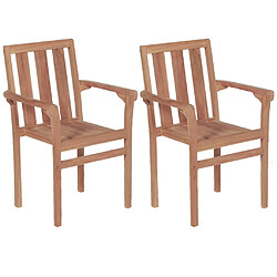 vidaXL Chaises de jardin empilables lot de 2 Bois de teck solide