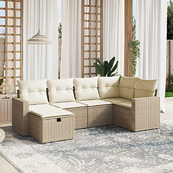 vidaXL Salon de jardin avec coussins 6 pcs beige résine tressée 