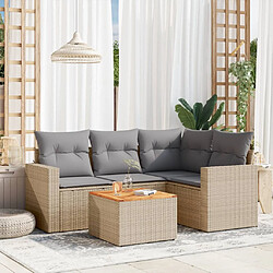 Maison Chic Salon de jardin avec coussins 5 pcs | Ensemble de Table et chaises | Mobilier d'Extérieur beige résine tressée -GKD76094