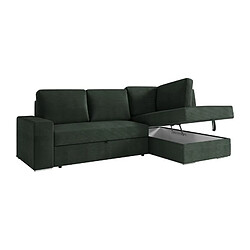 Acheter Loungitude Canapé d'angle droit convertible ARTEMIS 4 places - Velours côtelé vert foncé - L246 x P174 x H96 cm