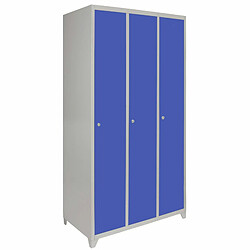 Monstershop Casiers Rangement Acier - Trois Portes, Bleu