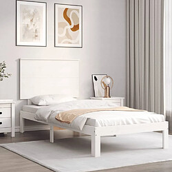 Maison Chic Cadre/structure de lit avec tête de lit pour adulte - Lit Moderne Chambre blanc simple bois massif -MN95924