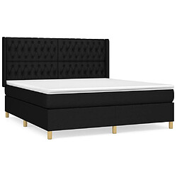 vidaXL Sommier à lattes de lit avec matelas Noir 180x200 cm Tissu