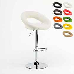 Superstool Tabouret haut bar cuisine fixe pivotant réglable en hauteur avec repose-pieds Chicago, Couleur: Blanc