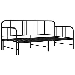 vidaXL Cadre de canapé-lit extensible sans matelas Noir Métal 90x200cm