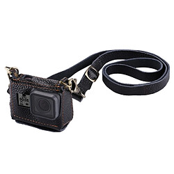 Wewoo Mallette de rangement pour GoPro HERO6 / 5 Litchi Texture boîtier en cuir véritable avec Set Key Hole & Neck Strap & 52mm UV Lens Noir 