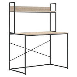 Maison Chic Bureau d'ordinateur solide,Table de travail Noir et chêne 110x60x138 cm Aggloméré -GKD80621