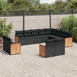 Maison Chic Salon de jardin 12 pcs avec coussins, Ensemble Tables et chaises d'extérieur noir résine tressée -GKD838796