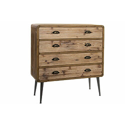 Pegane Commode en bois et pied en métal avec 4 tiroirs - Largeur 90 x Hauteur 97 x Profondeur 30cm 