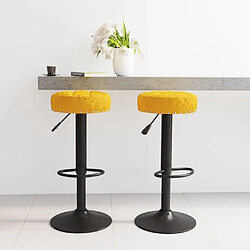 vidaXL Tabourets de bar lot de 2 Jaune moutarde Velours 