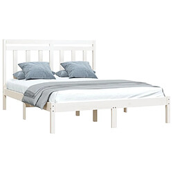 Avis Maison Chic Lit Moderne Chambre - Cadre/structure de lit pour adulte Blanc Bois massif 140x200 cm -MN69890