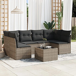 vidaXL Salon de jardin avec coussins 7 pcs gris résine tressée 