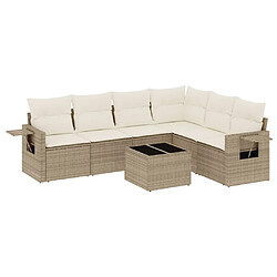 vidaXL Salon de jardin avec coussins 7 pcs beige résine tressée