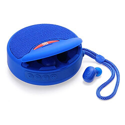 Yonis Mini Enceinte Bluetooth 2 en 1 Avec Fonction Casque Sans Fil Son Incroyable et Appels Mains Libres Enceinte Bluetooth 2-en-1 & Casque Sans Fil Autonomie 10m Fonction Mains-Libres FM Bleu YONIS