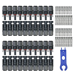 Justgreenbox Connecteurs de câble de panneau solaire mâle/femelle avec outil d'assemblage de clé pour système PV, 20 Pairs 