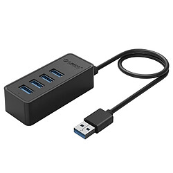 Wewoo Hub USB 3.0 noir 4-Port USB 3.0 Bureau avec 30cm Câble Micro USB Alimentation 