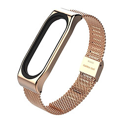 Wewoo Bracelet en métal Mijobs pour Xiaomi Mi Band 3 Bracelet en acier inoxydable de style sans boucle avec boucle Remplacer les accessoires, hôte non inclus (Or rose)