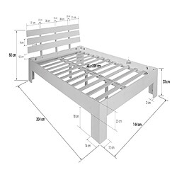 Homestyle4U Futon lit double 140x200 lit en bois blanc