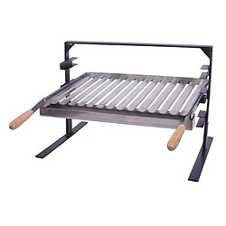 Visiodirect Support Barbecue avec grille et récupérateur de graisse en Inox coloris Gris - 60 x 43 x 42cm