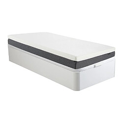 Vente-Unique Ensemble 90 x 190 cm sommier coffre blanc + matelas mousse HD 7 zones et accueil mémoire de forme déhoussable ép.25cm - RIAU de YSMÉE