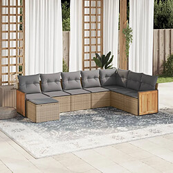 vidaXL Salon de jardin avec coussins 8 pcs beige résine tressée 