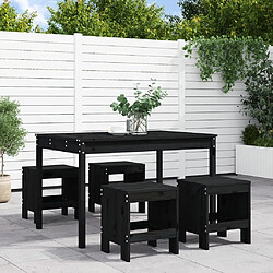 vidaXL Ensemble à manger de jardin 5pcs noir bois massif de pin