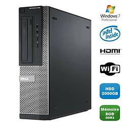 PC DELL Optiplex 390 DT G630 2.7Ghz 8Go 2000Go Graveur DVD WIFI HDMI Win 7 Pro · Occasion 